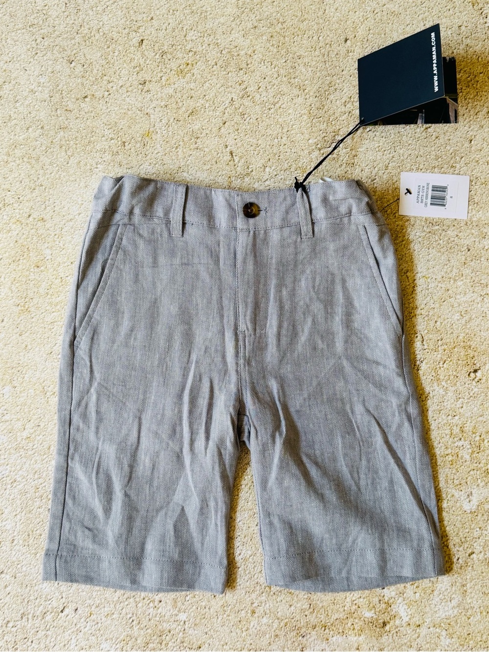 NWTs Appaman Fine Tailoring Gray Herringbone Special Occasion Linen Shorts 8